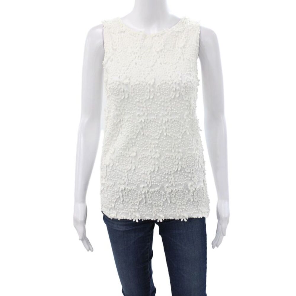 Prada Womens White Floral Lace Tank Sleeveless Size XS